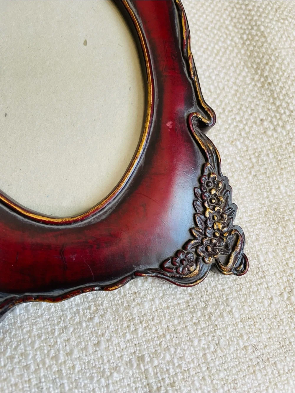 Vintage Double Oval Collage Ornate Picture Frame in Deep Mahogany Red Wood